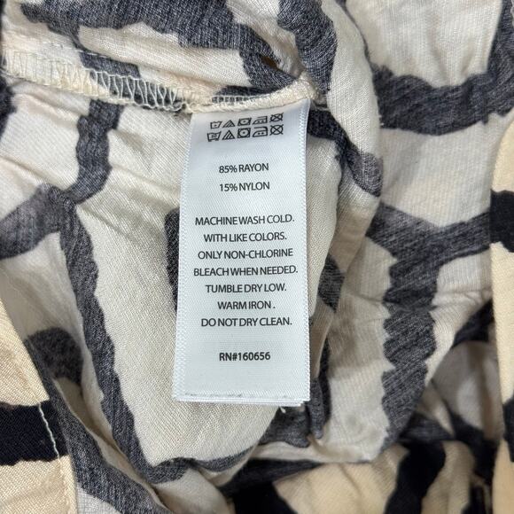 Sincerely Jules High Waist Wide Leg Pants Cream & Black Abstract Geometric Large - Picture 8 of 8